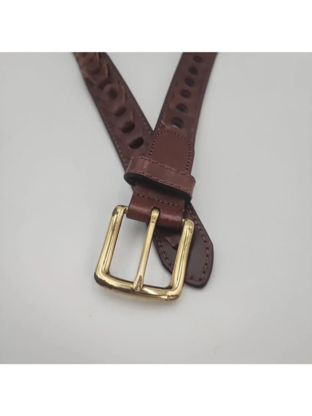 LEATHER BELT Mens Size 38 Belt Adjustable Brown Fits Up To 43